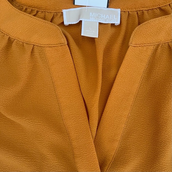 Michael Kors - Women’s - Woven Short Sleeve Blouse - Orange Gold - Large - Picture 6 of 6